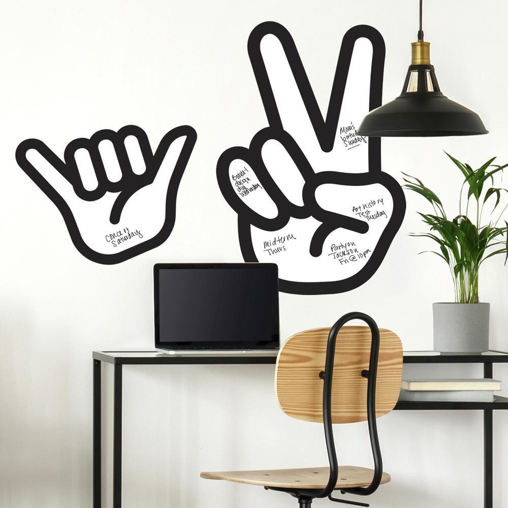 RoomMates Peace Hand Dry Erase Peel & Stick Giant Wall Decals